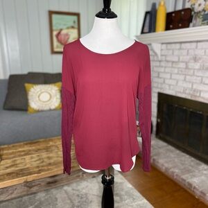 LOFT Ann Taylor Merlot colored long sleeve blouse